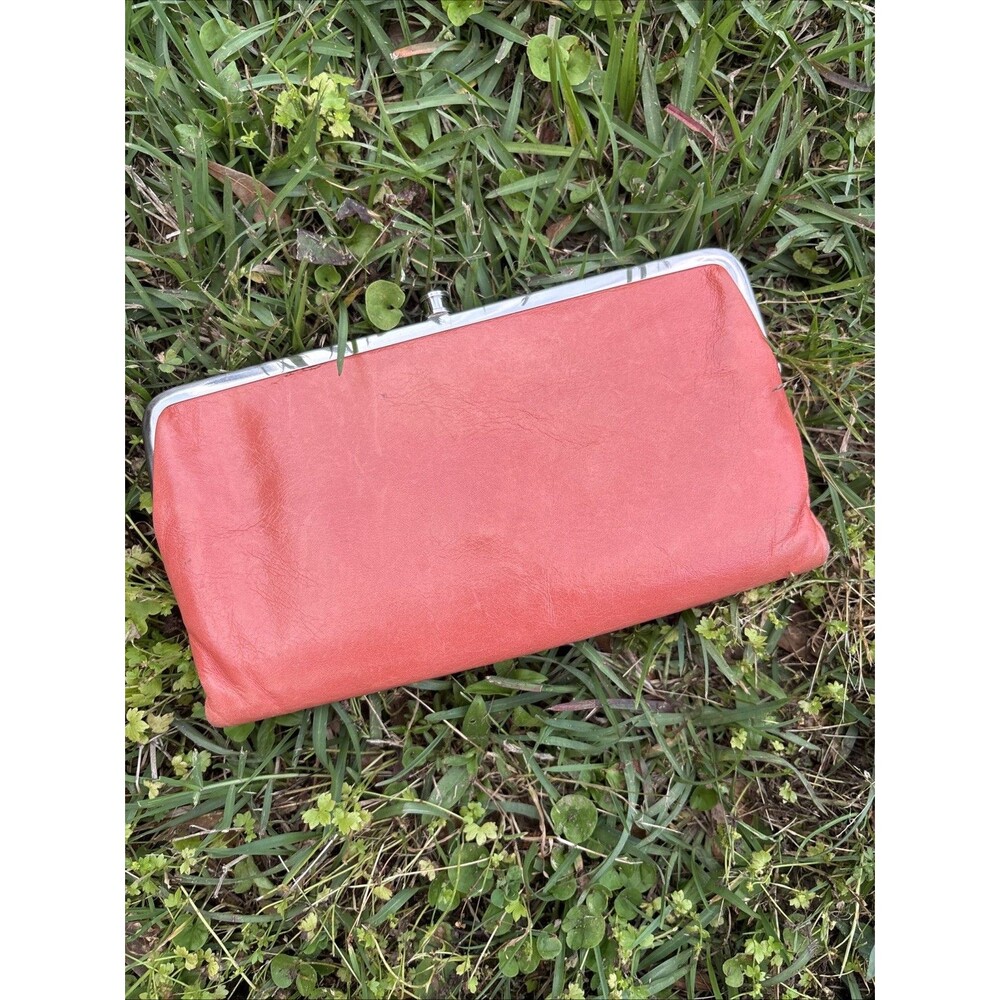 Hobo International Lauren Double Frame Leather Clutch Wallet, Coral - Picture 3 of 8